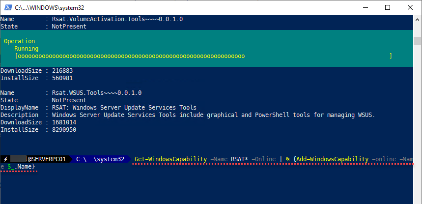 Microsoft Powershell RSAT Tools windows 10 online get-windowsCapability add-windowscapability foreach-object optional feature.png