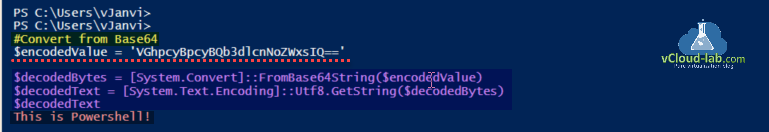 Microsoft Powershell encode decode text image system.convert system.text.encoding frombase64string utf8.getstring encrypt decrypt string bytes base64.png