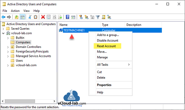 Microsoft powershell azure active directory users and computers reset account add to a group disable account move properties reset computer account test-computersecurechannel -repair.png