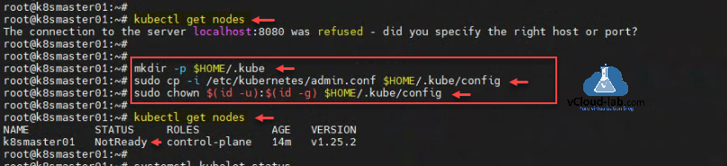 kubernetes kubectl get nodes locallhost 8080 refused port chown notready cluster kubernetes control-plane version internal ip external ip kubeconfig.png