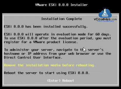 vmware vsphere vcenter esxi installation installer hyperviser evaluation mode free license direct console user interface reboot  server dcui web browser ui free home lab.jpg