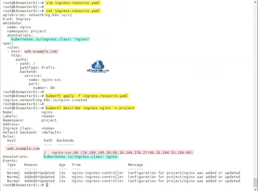 vim cat ingress resource yaml yml networking.k8s.io apiversion kind metadata sepc rule host pathtype prefix backend service name controller kubernetes cluster svc networking.jpg