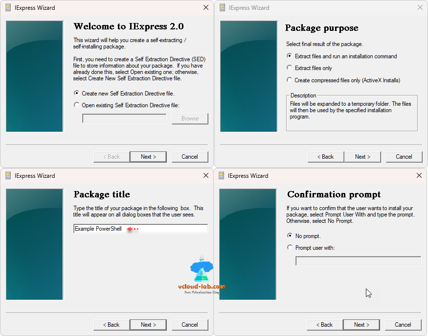 IEXPress 2 package purpose  extract installation ps1 to exe prompt wizard PowerShell converter ps1 exe.png