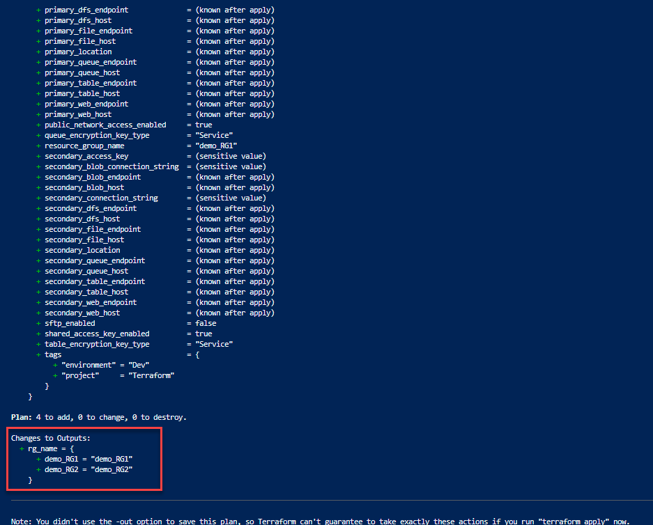 Terraform Microsoft Azure resource group storage account changes module output only specified item foreach for example.png